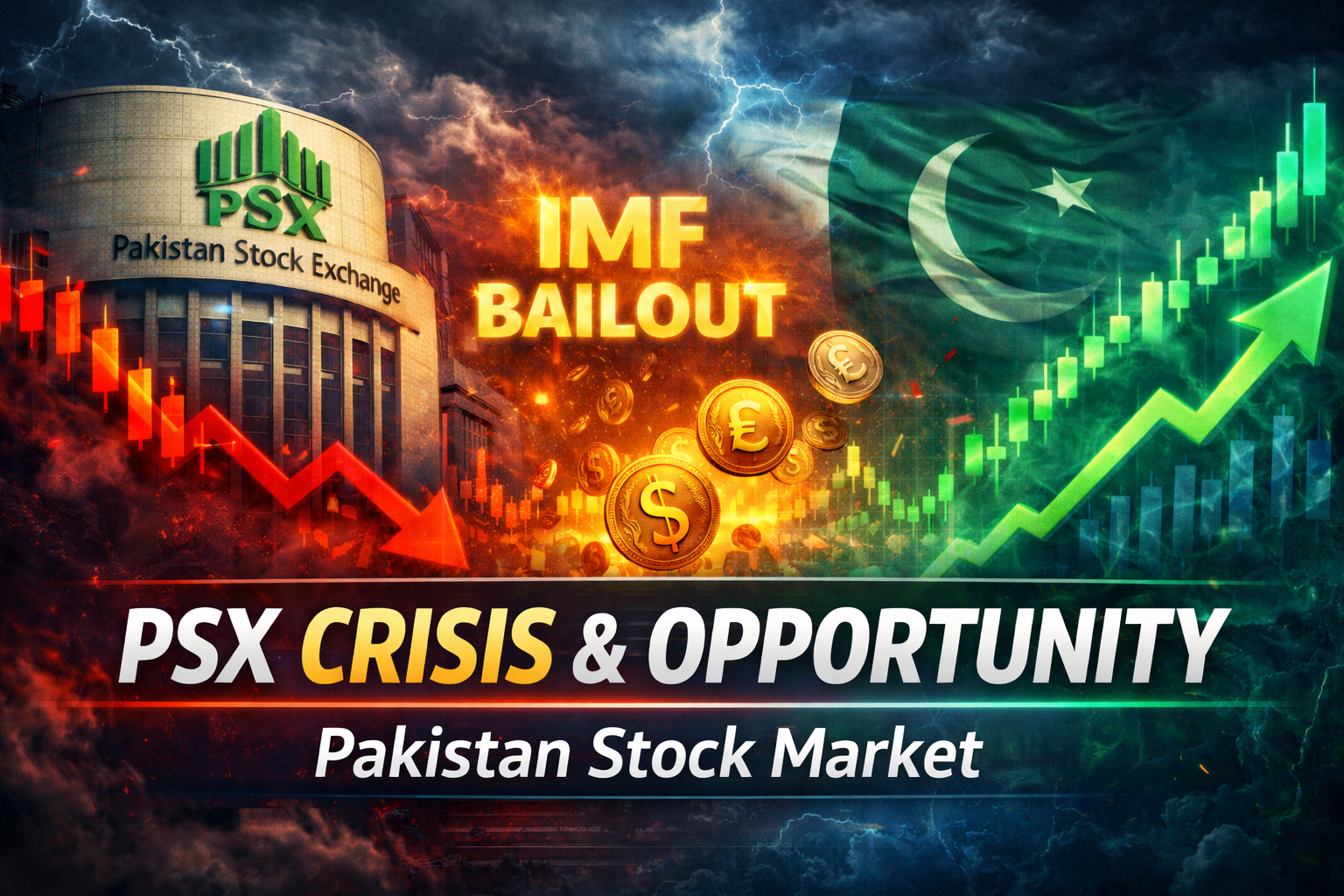 Pakistan Stock Exchange PSX building in Karachi with KSE 100 index data
